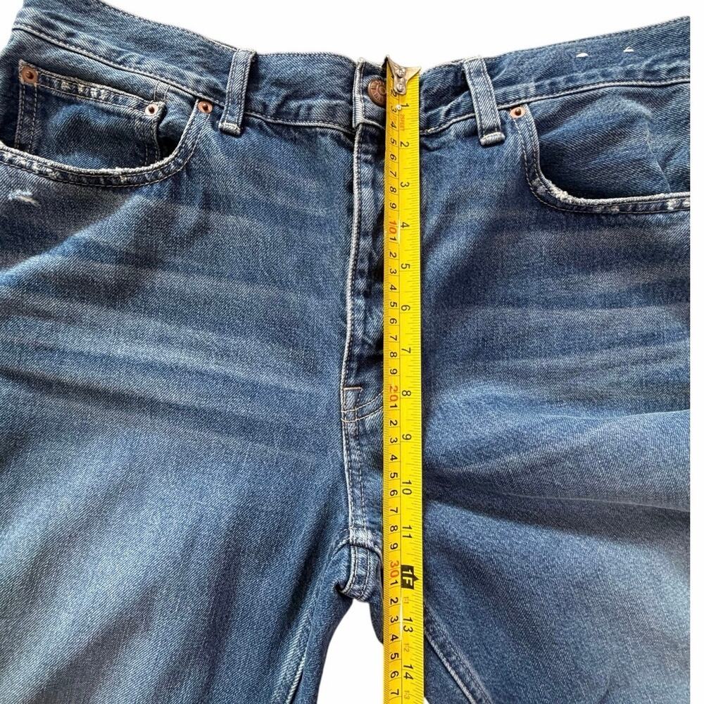 Madewell Low-Slung Baggy Crop Blue Jeans Raw Hem Button Fly Wide Leg Y2K Size 34 - Picture 11 of 16
